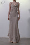 marc le bihan two-piece embellished maxi dress 21221 BEIGE